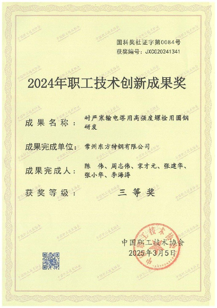 2024年职工技术创新成果奖